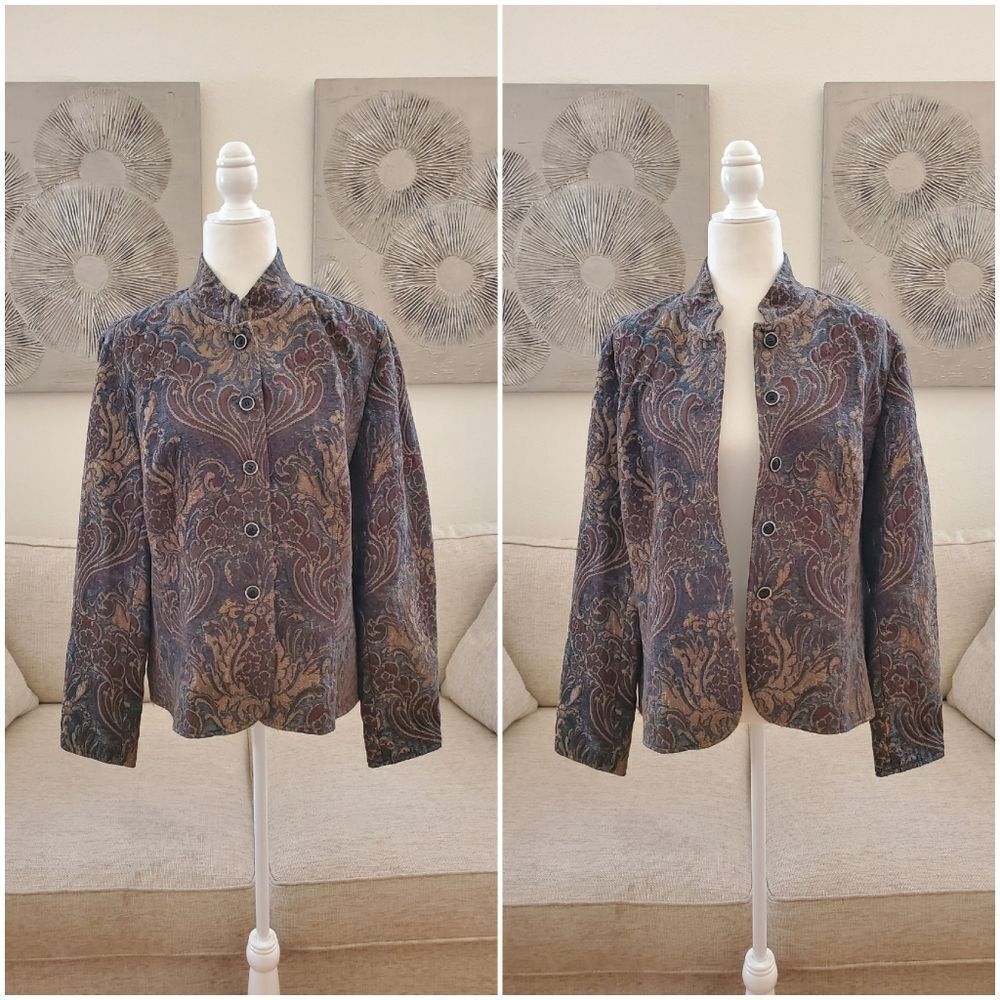 Coldwater Creek Paisley Jacquard Blazer sz Lg